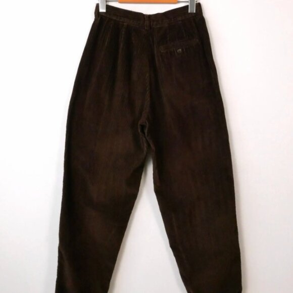 Eddie Bauer Dark Brown Corduroy High waisted tapered Pants/Pleated Pants/W25 - Picture 3 of 5
